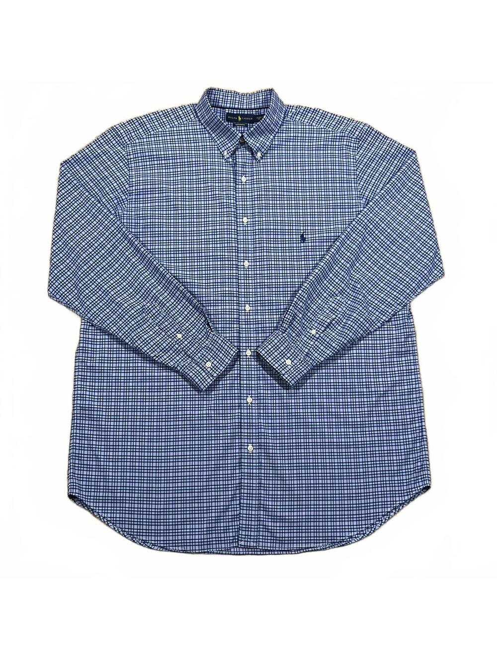 Ralph Lauren Mens Performance Long Sleeve Button Up Shirt Blue Plaid Size 2XLT